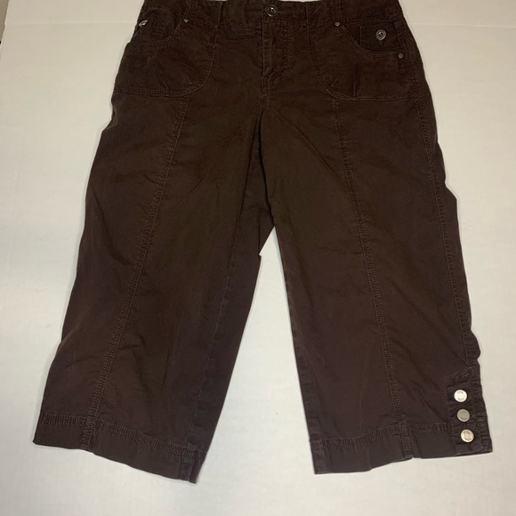 Intro Love The Fit Capri Strech Pants Chocolate Brown Size 10 Women’s Cropped - Picture 2 of 11